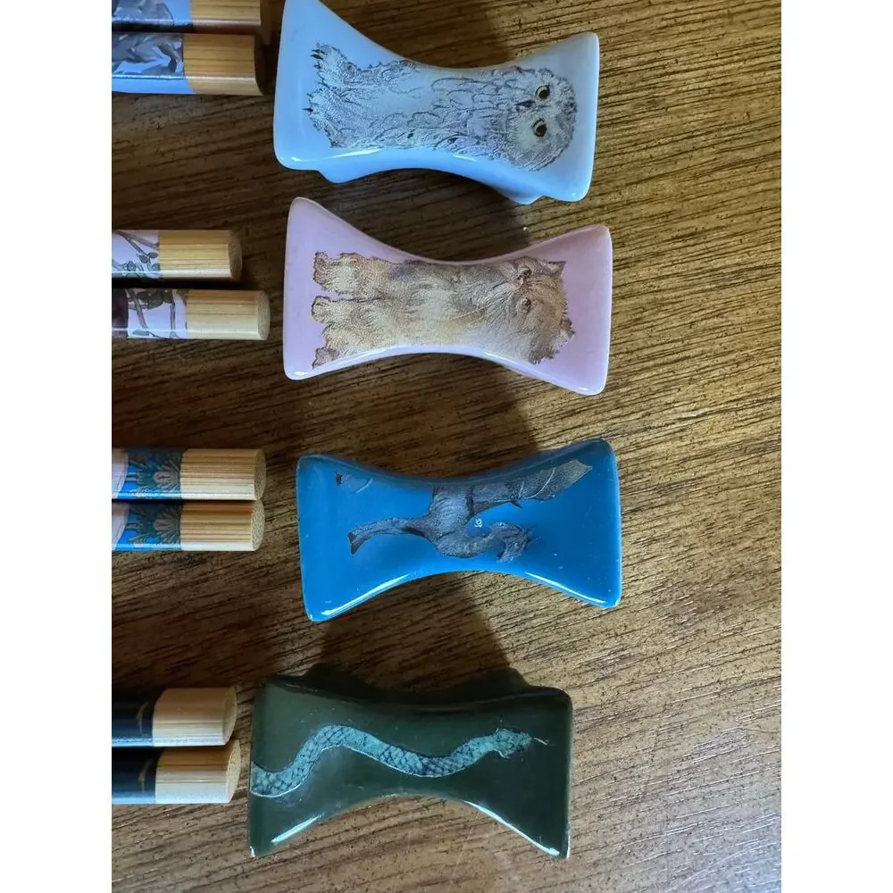 RARE Harry Potter Mahou Dokoro Japan Chopstick Hashioki Set 8pc Hedwig Draco
